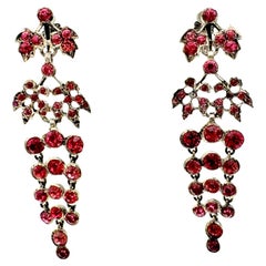 Antique Belle Époque Dangle Earring Grape Silver Pink Paste