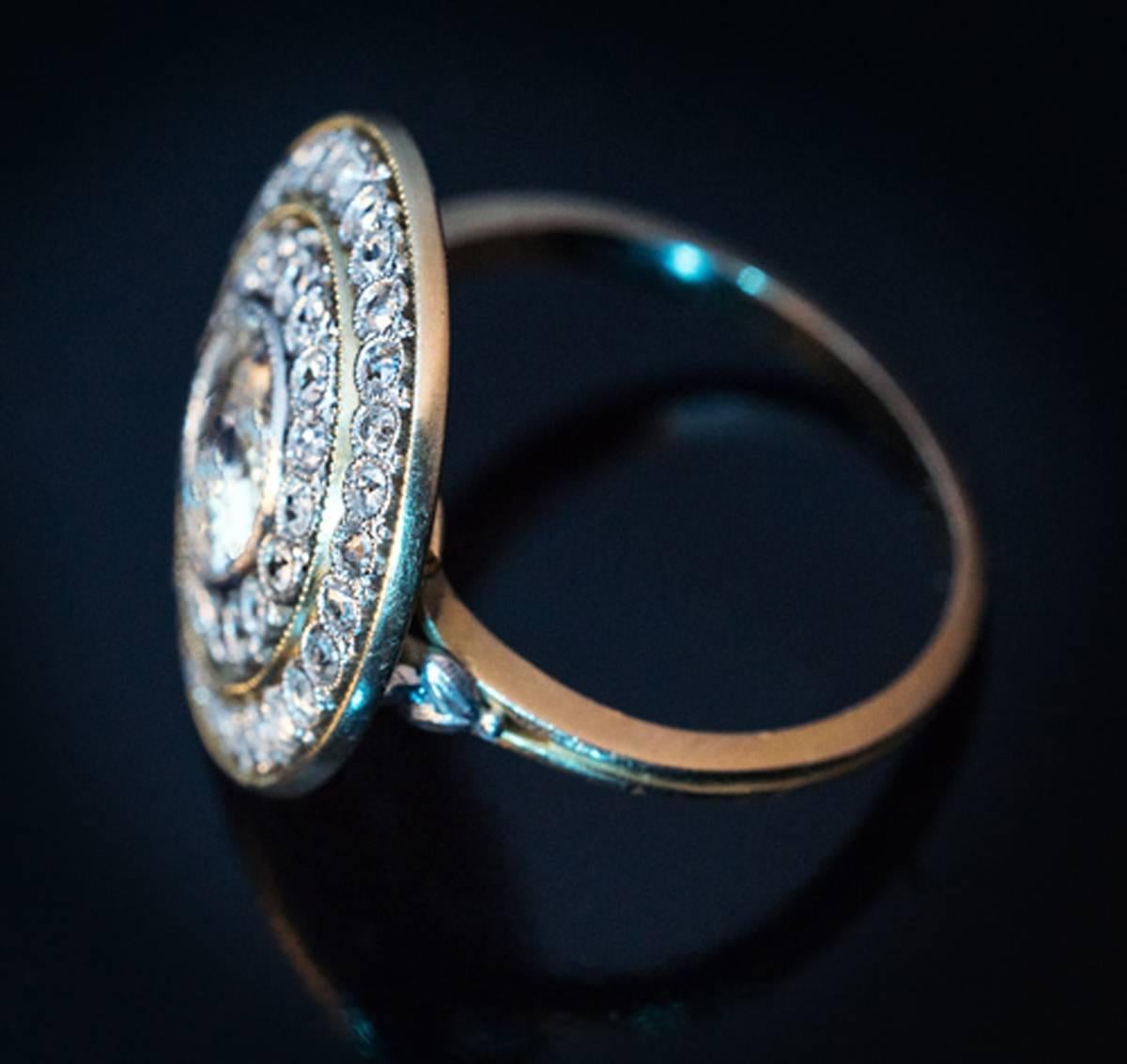 Edwardian Antique Belle Époque Diamond Cluster Engagement Ring