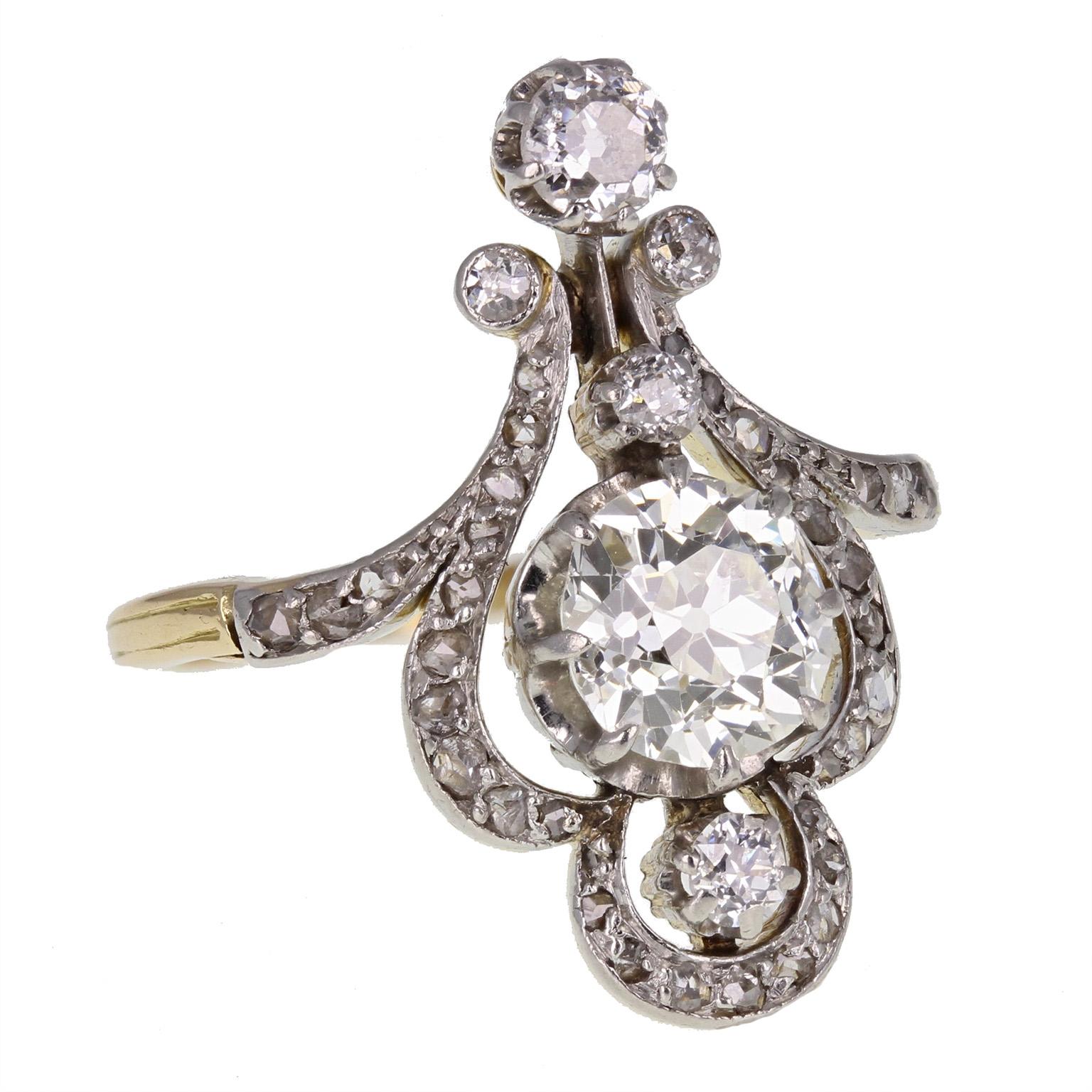 Antique Belle Époque Diamond Cluster Ring In Excellent Condition In Newcastle Upon Tyne, GB