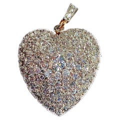 Antiker Belle Époque Diamant-Herz-Anhänger Brosche Platin 18 Karat Gelbgold