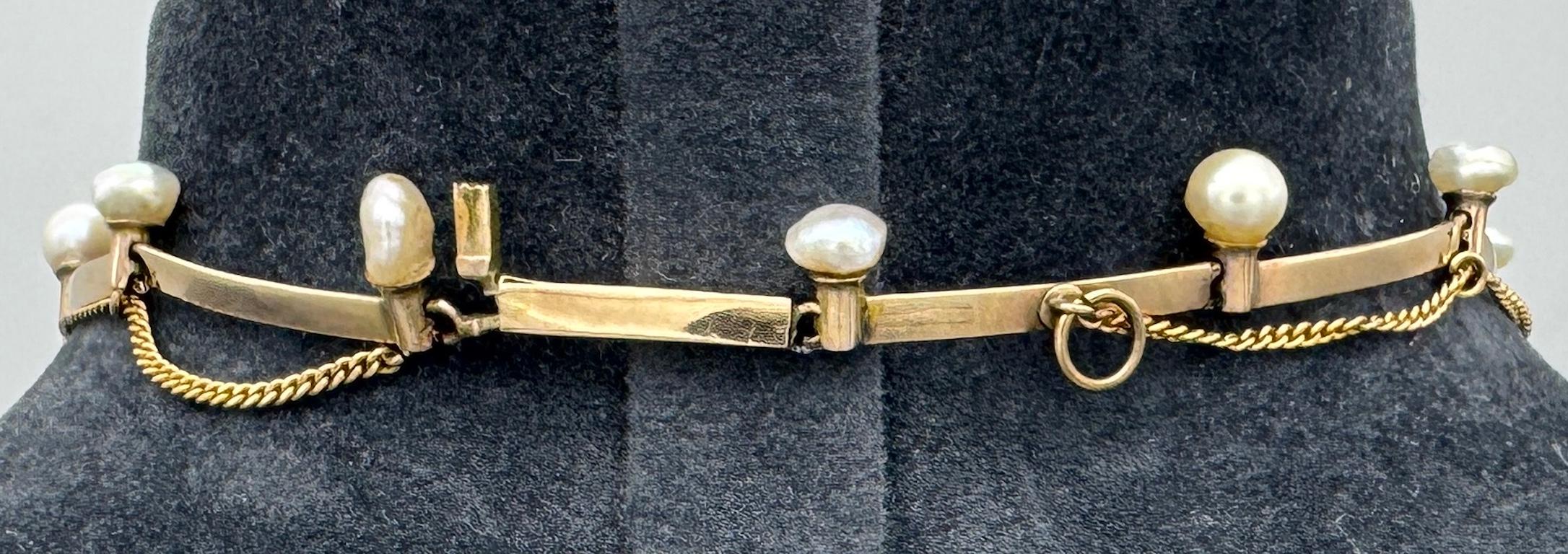 De las mujeres Antique Belle Époque Diamond Pearl Gold Necklace en venta