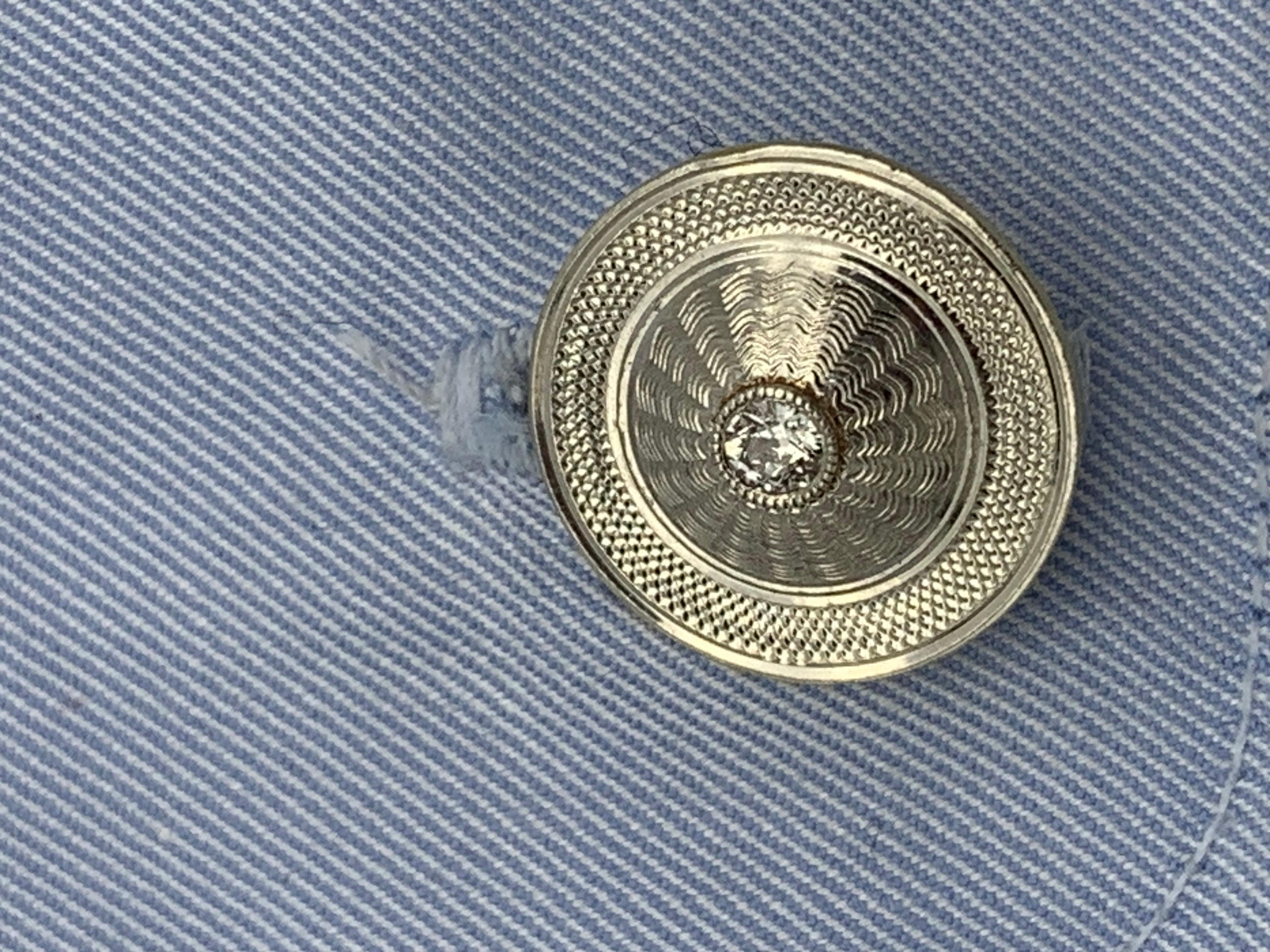 Antique Belle Époque Diamond Platinum 14 Karat Gold Dome Shaped Cufflinks In Good Condition For Sale In Munich, Bavaria