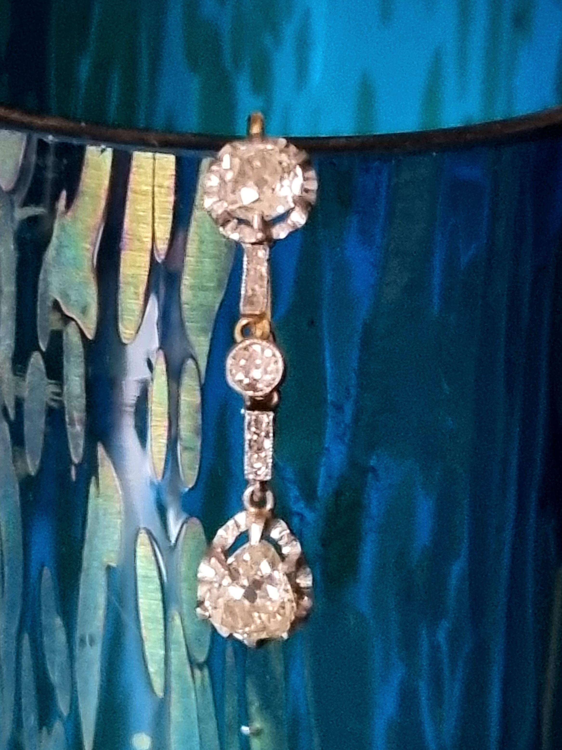 Antique Belle Époque / Edwardian  Diamond Drop Earrings 1