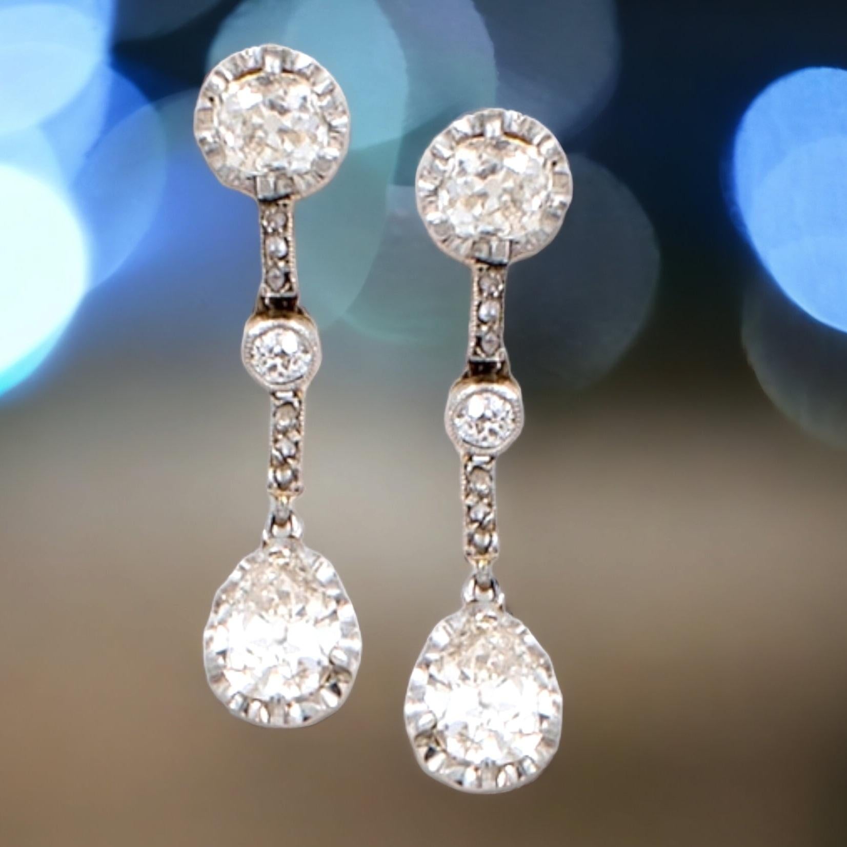 Antique Belle Époque / Edwardian  Diamond Drop Earrings 2
