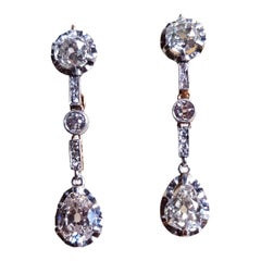Antique Belle Époque / Edwardian  Diamond Drop Earrings