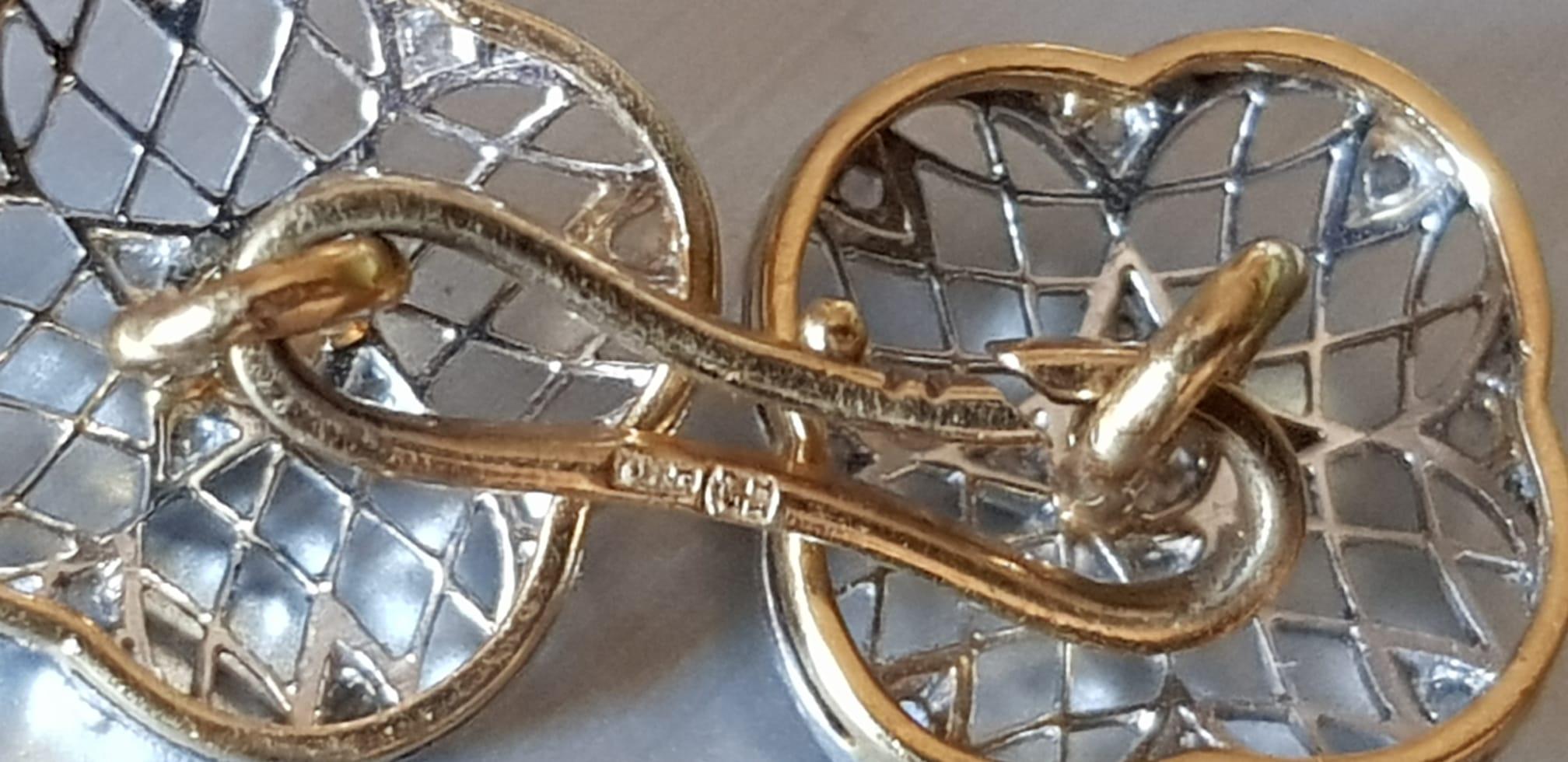 Paire de boutons de manchette anciens Belle Époque/Édouardienne à double diamant en platine et or en vente 6