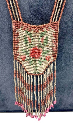 Collana di perline color rame e acciaio sfaccettato Belle Époque antica