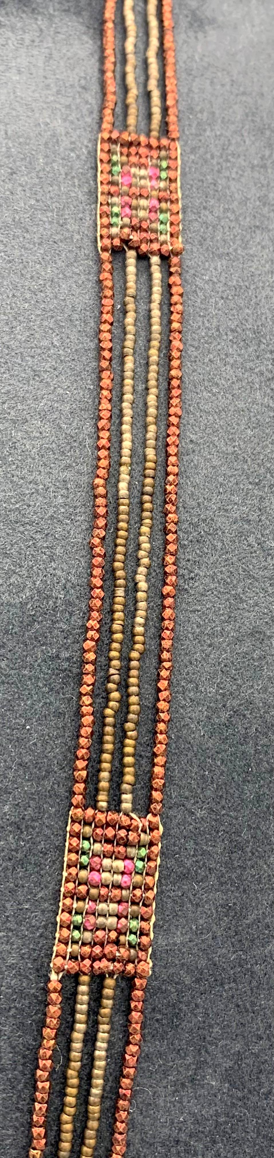 Antique Belle Époque Facetted Steel and Copper Coloured Beads Necklace Beadwork In Good Condition For Sale In Munich, Bavaria
