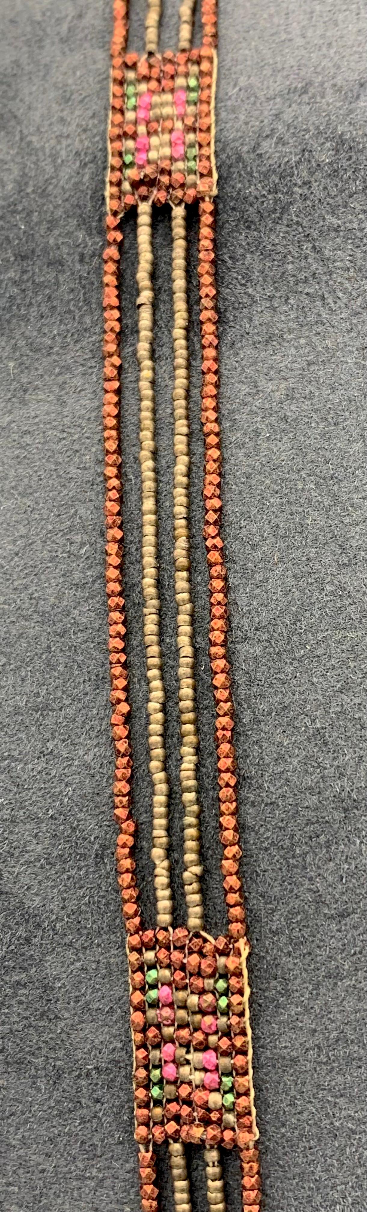 Antike Belle Époque Facettierter Stahl und Kupferfarbene Perlen Halskette Perlenarbeit Damen im Angebot