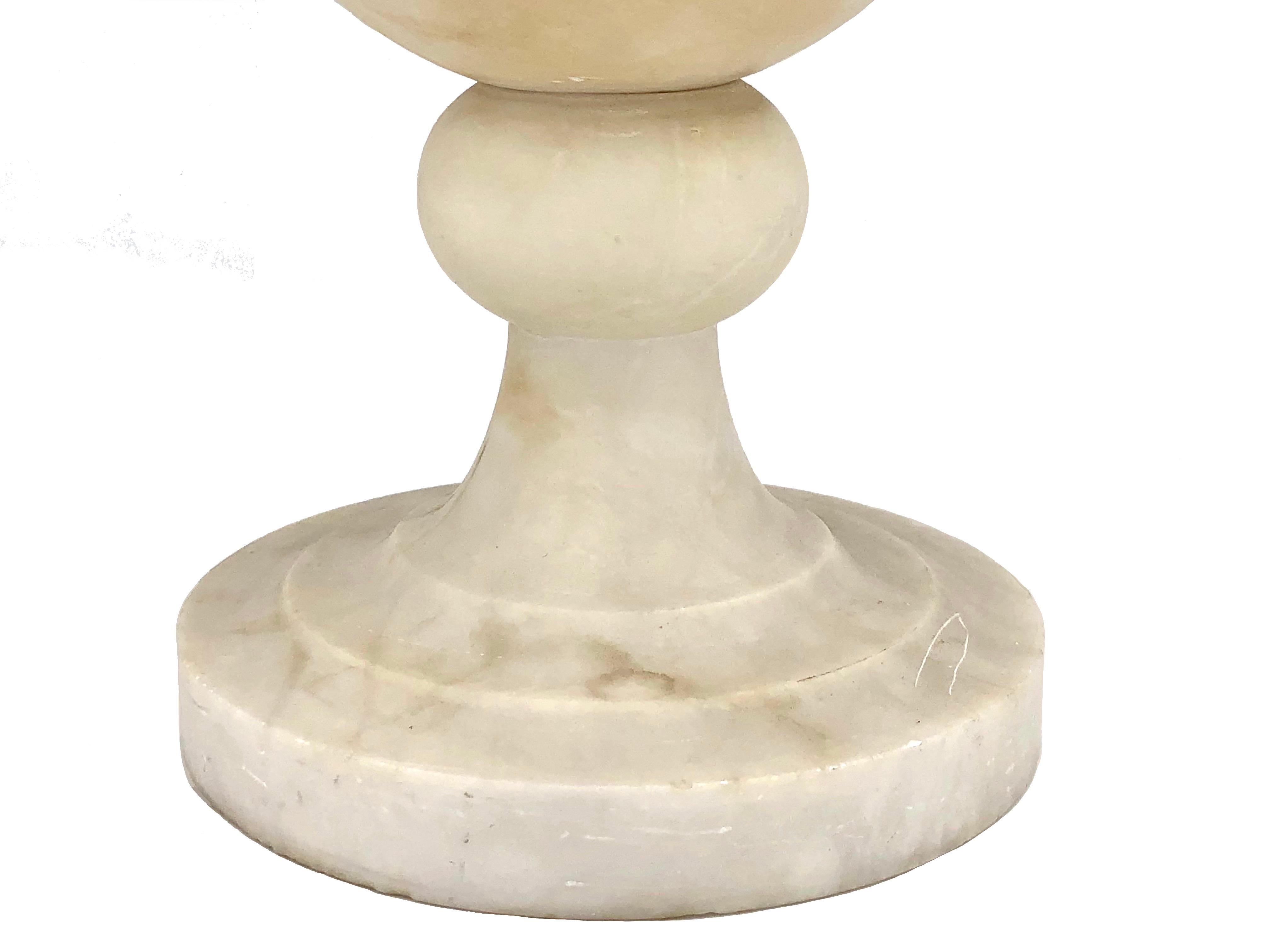 Carved Antique Belle Époque French Alabaster Vase Garden Ornament For Sale
