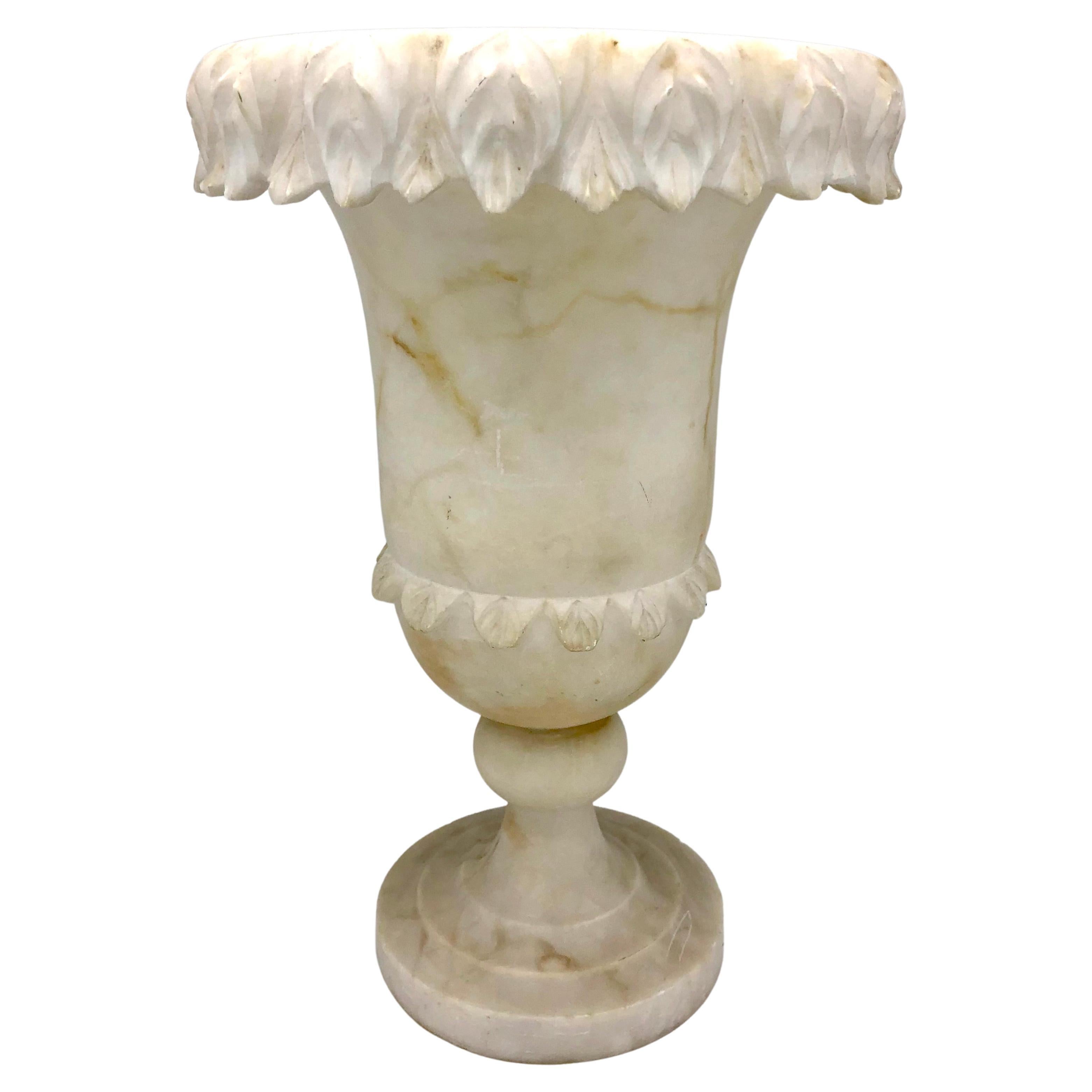Antique Belle Époque French Alabaster Vase Garden Ornament For Sale