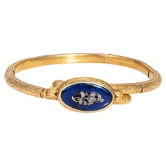 Pulsera Antigua Belle Epoque Francesa Diamantes Oro Amarillo 18k Joyas Florales