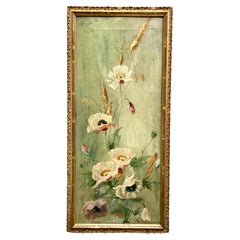 Vintage Belle-Epoque French Floral Still-Life Oil Painting on Stretched Canvas 