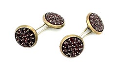 Antique Belle Epoque Garnet Cufflinks Silver Gilt Austria