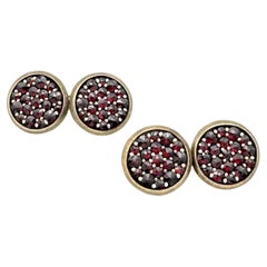 Boutons de manchette anciens Belle Epoque en grenat A Silver Gilt Austria