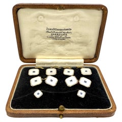 Antique Belle Époque Gentlemen Tuxedo Dress Set 18K Gold Sapphires