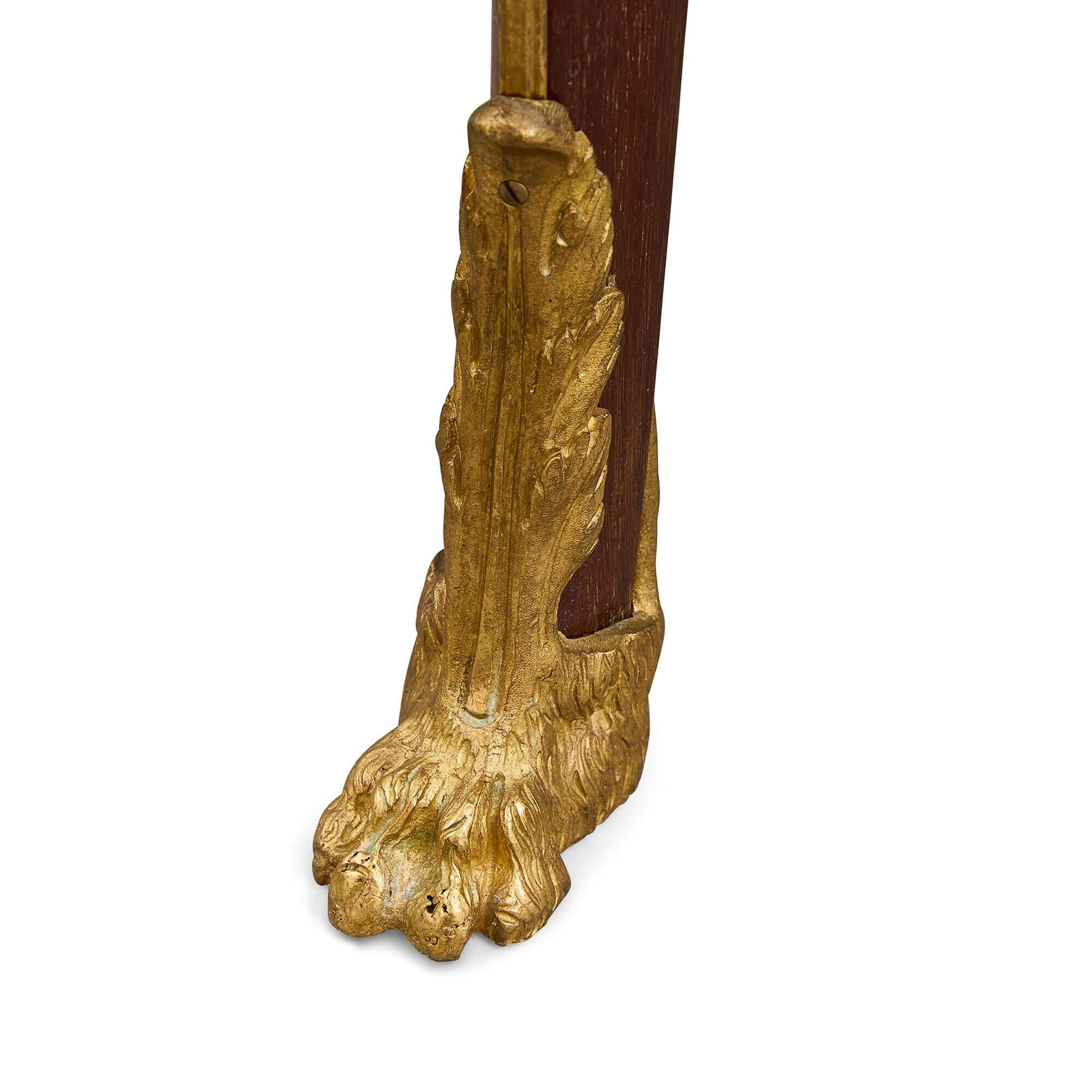 Similoro Antico Guéridon di parquet montato in bronzo dorato Belle Époque in vendita