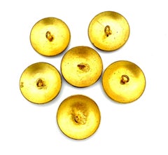 Antique Belle Époque Ice Crystal Buttons Set of 6 Guilloché Enamel Brass