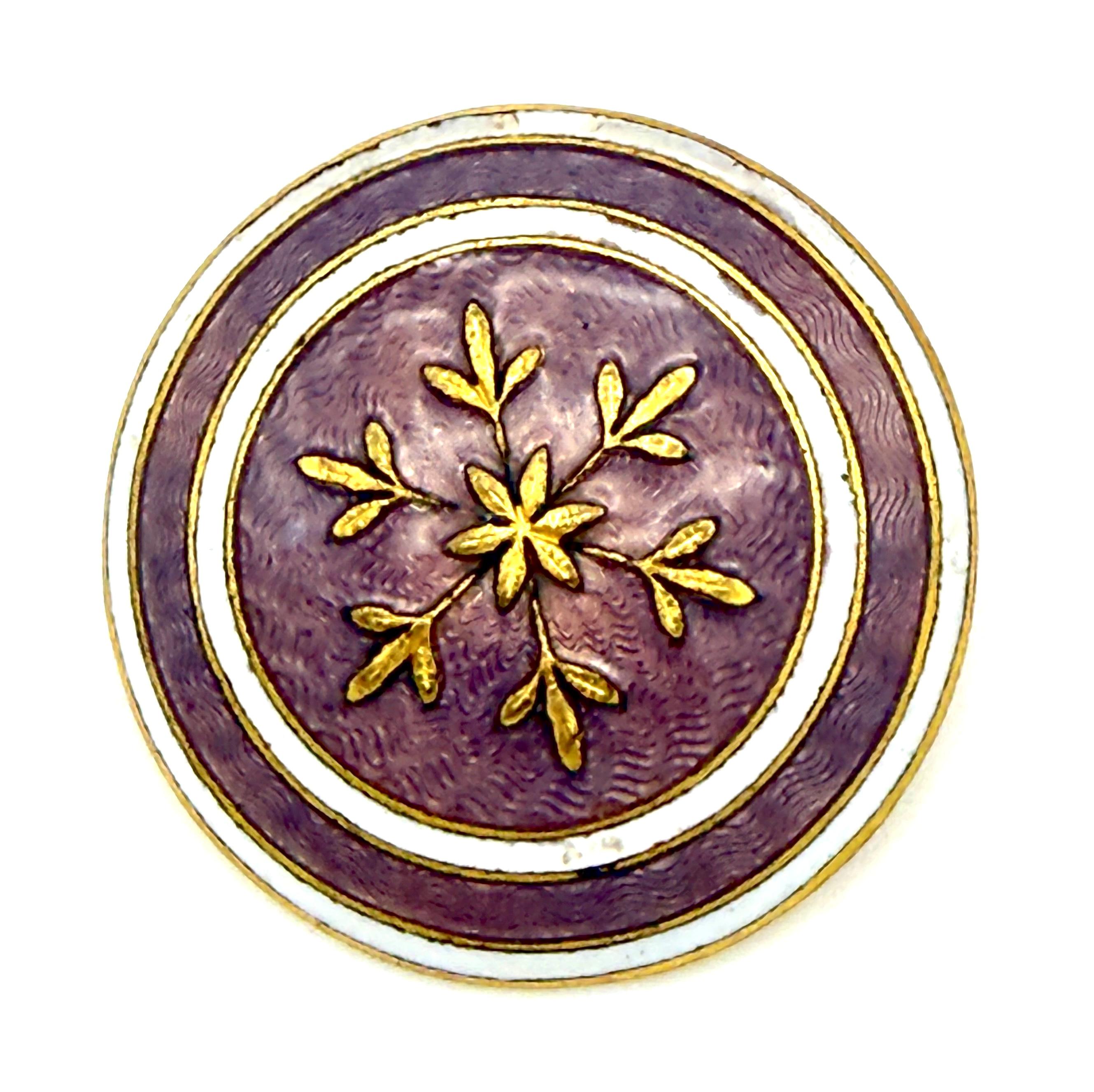 Women's Antique Belle Époque Ice Crystal Buttons Set of 6 Guilloché Enamel Brass For Sale