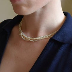 Collier ras-du-cou à plusieurs rangs de perles d'époque Belle Époque — Or 18 carats et perles de taille ancienne