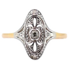 Antique Belle Epoque Natural Diamond Lozenge Ring 18k Platinum 