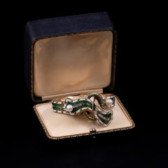 Antique Belle Epoque Natural Pearl Diamond Enamel Gold French 1900s Bracelet