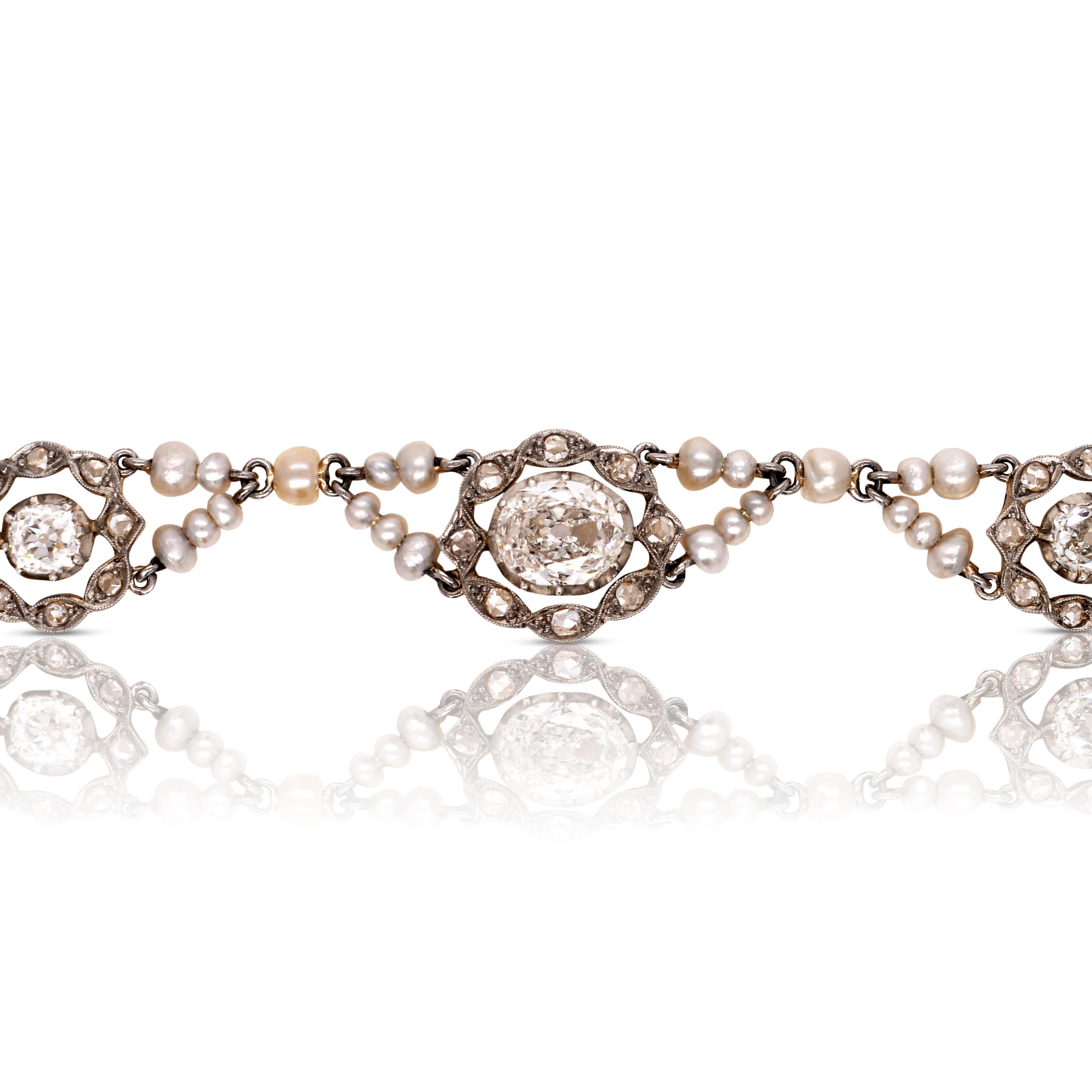 This piece was made by jeweler Carl Reissmann in Naumburg, Germany circa 1890 and is in excellent/ unworn, antique condition.

The pearls have been tested by GIA and are of natural origin.

- One hundred thirty-two natural saltwater pearls, Pinctada