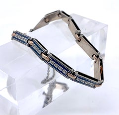 Antique Belle Epoque Niello Flexible Link Bracelet Silver Silver Gilt