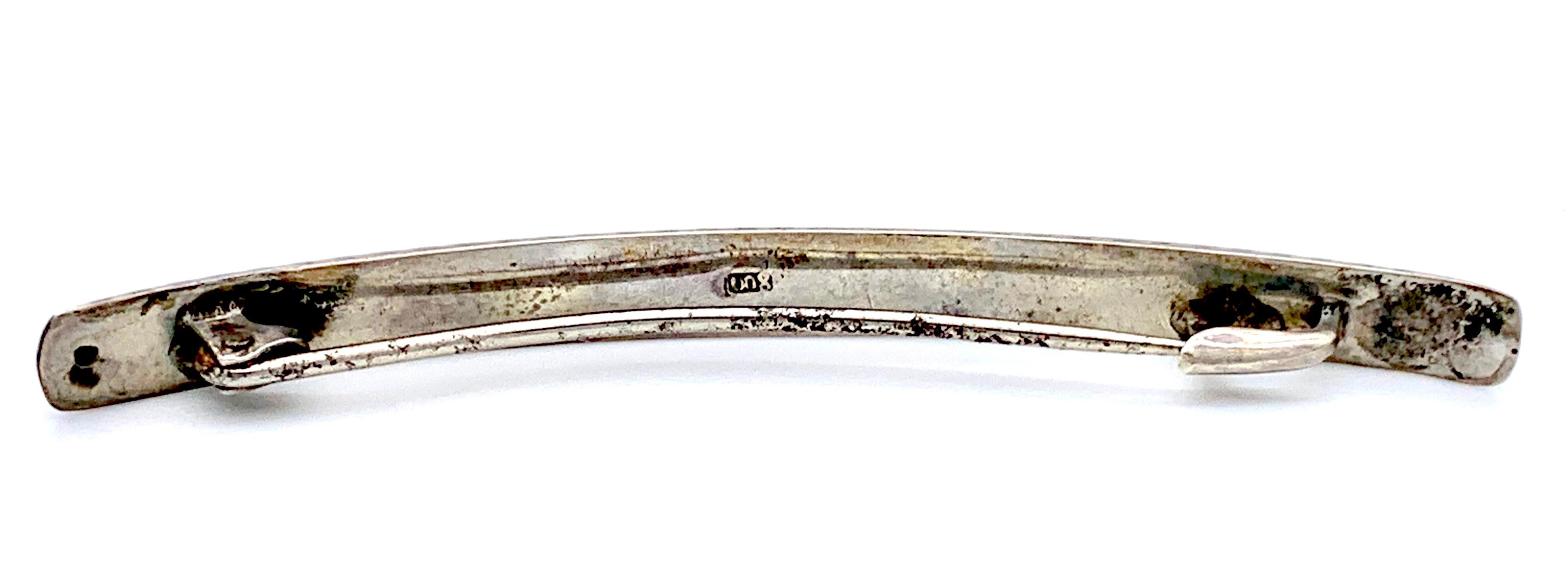 Antike Belle Époque Niello Pin  Bar-Brosche/Krawattenbrosche Silber  für Damen oder Herren im Angebot