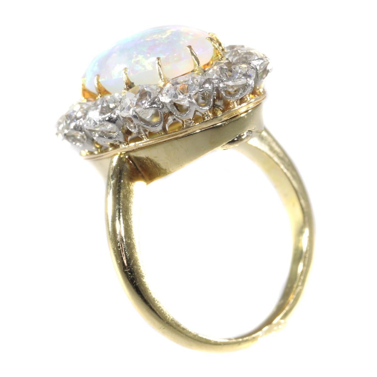 Antique Belle Époque Opal and Diamonds Ring Can Be Changed into a Pendant For Sale 6