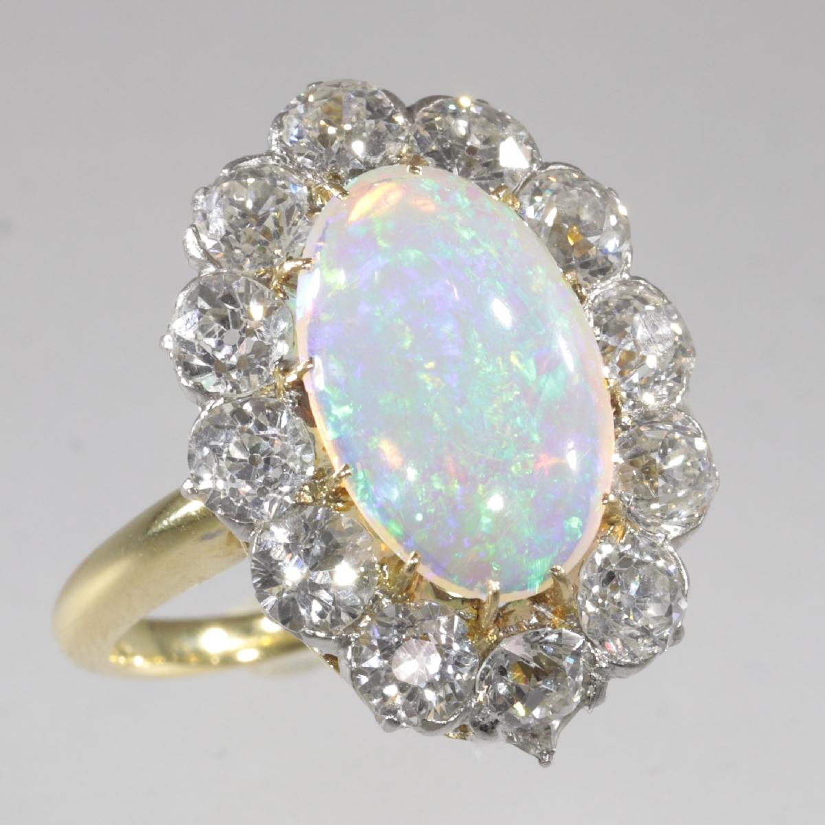 Antique Belle Époque Opal and Diamonds Ring Can Be Changed into a Pendant For Sale 9