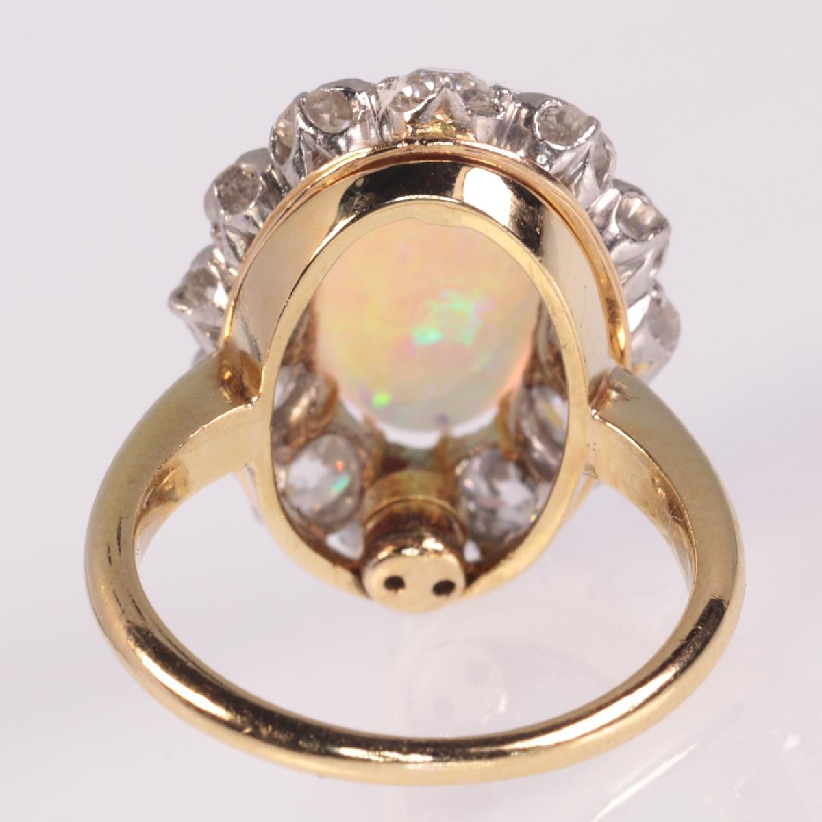 Antique Belle Époque Opal and Diamonds Ring Can Be Changed into a Pendant For Sale 10