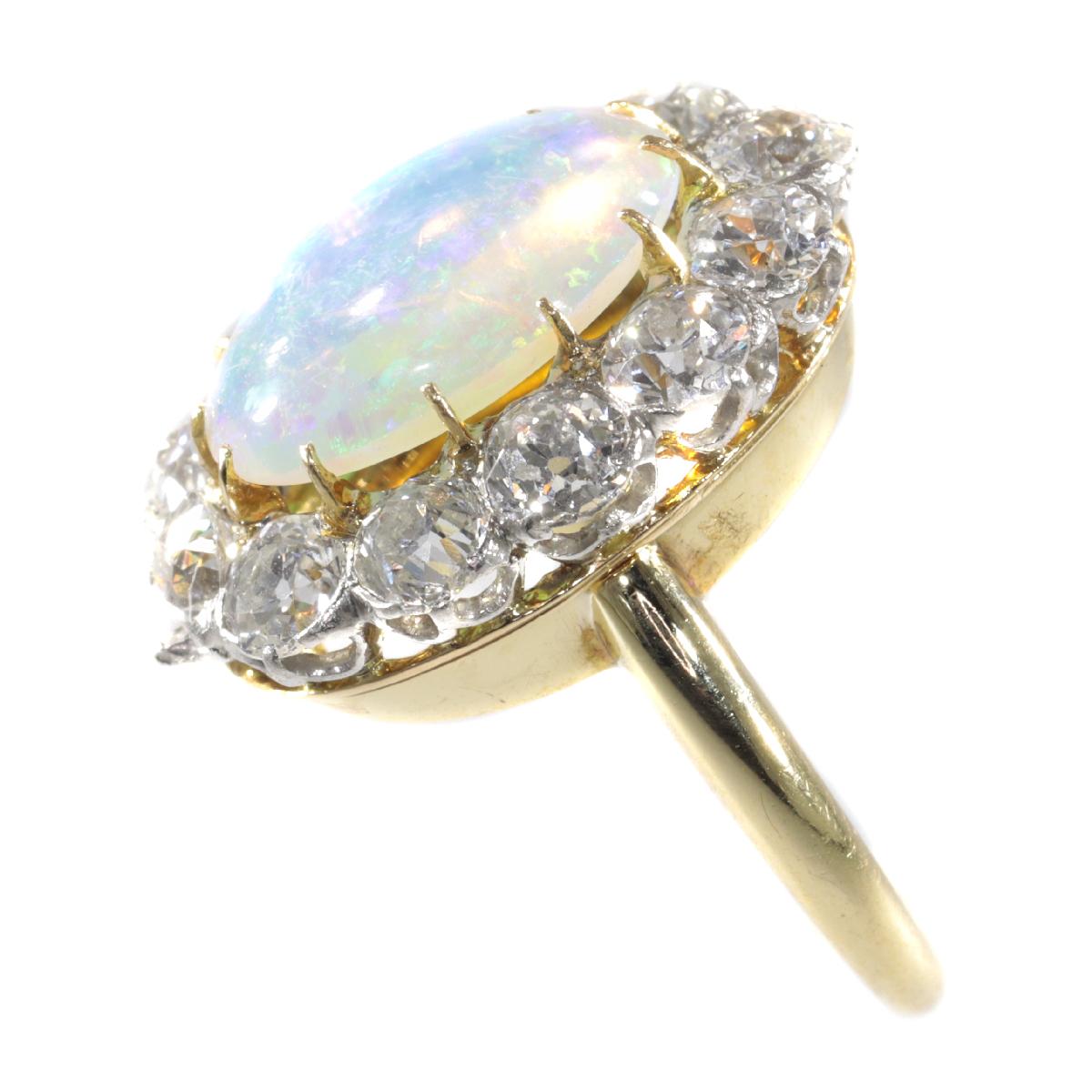 Antique Belle Époque Opal and Diamonds Ring Can Be Changed into a Pendant For Sale 5