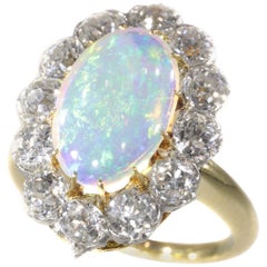 Used Belle Époque Opal and Diamonds Ring Can Be Changed into a Pendant