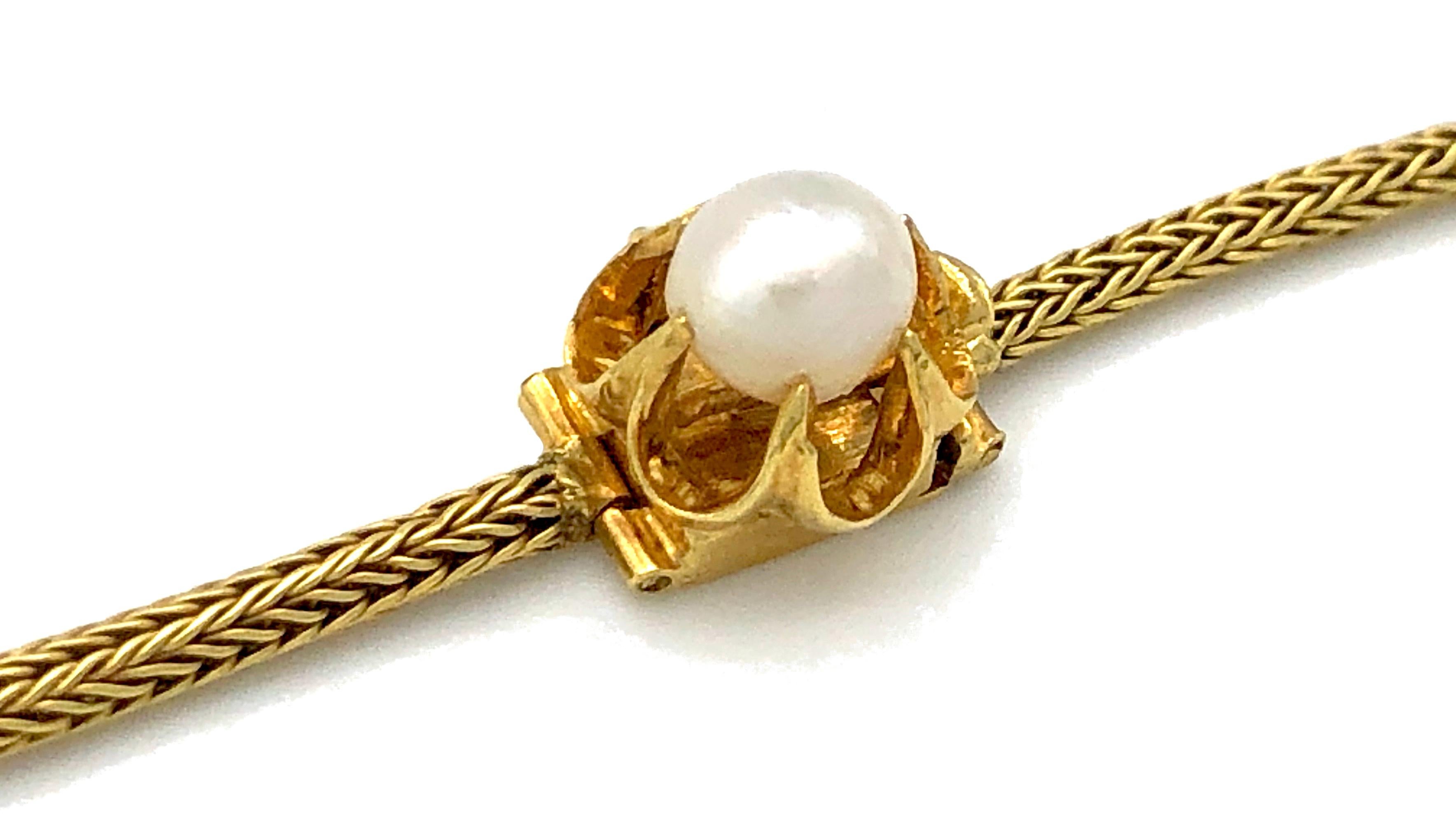 Women's Antique Belle Époque Oriental Pearl Diamond Gold Articulated Necklace France For Sale