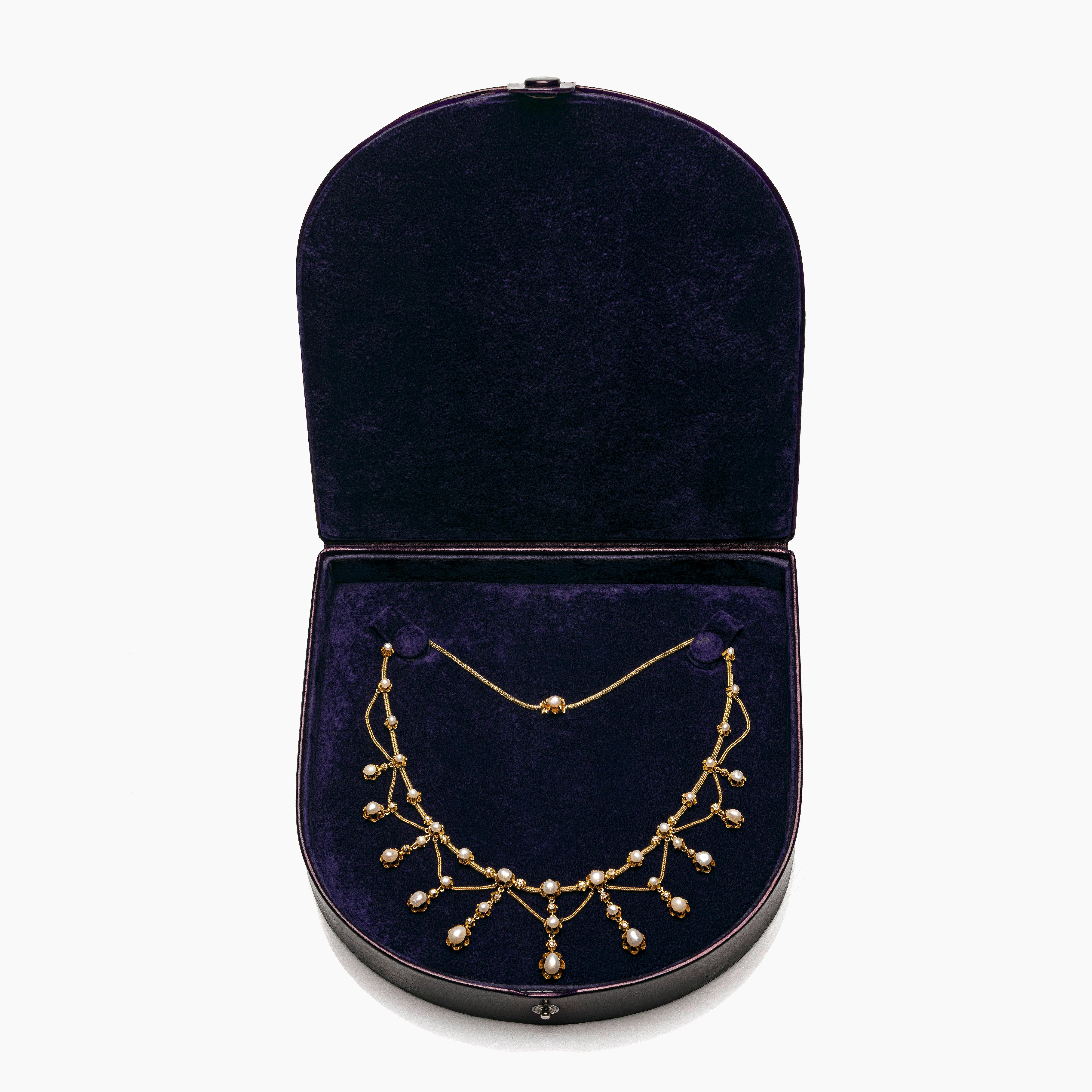 Antiguo Belle Époque Oriental Perla Diamante Oro Collar Articulado Francia en venta 9