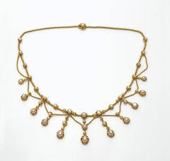 Antiquité Belle Époque Collier Articulé Perle Orientale Diamant Or France