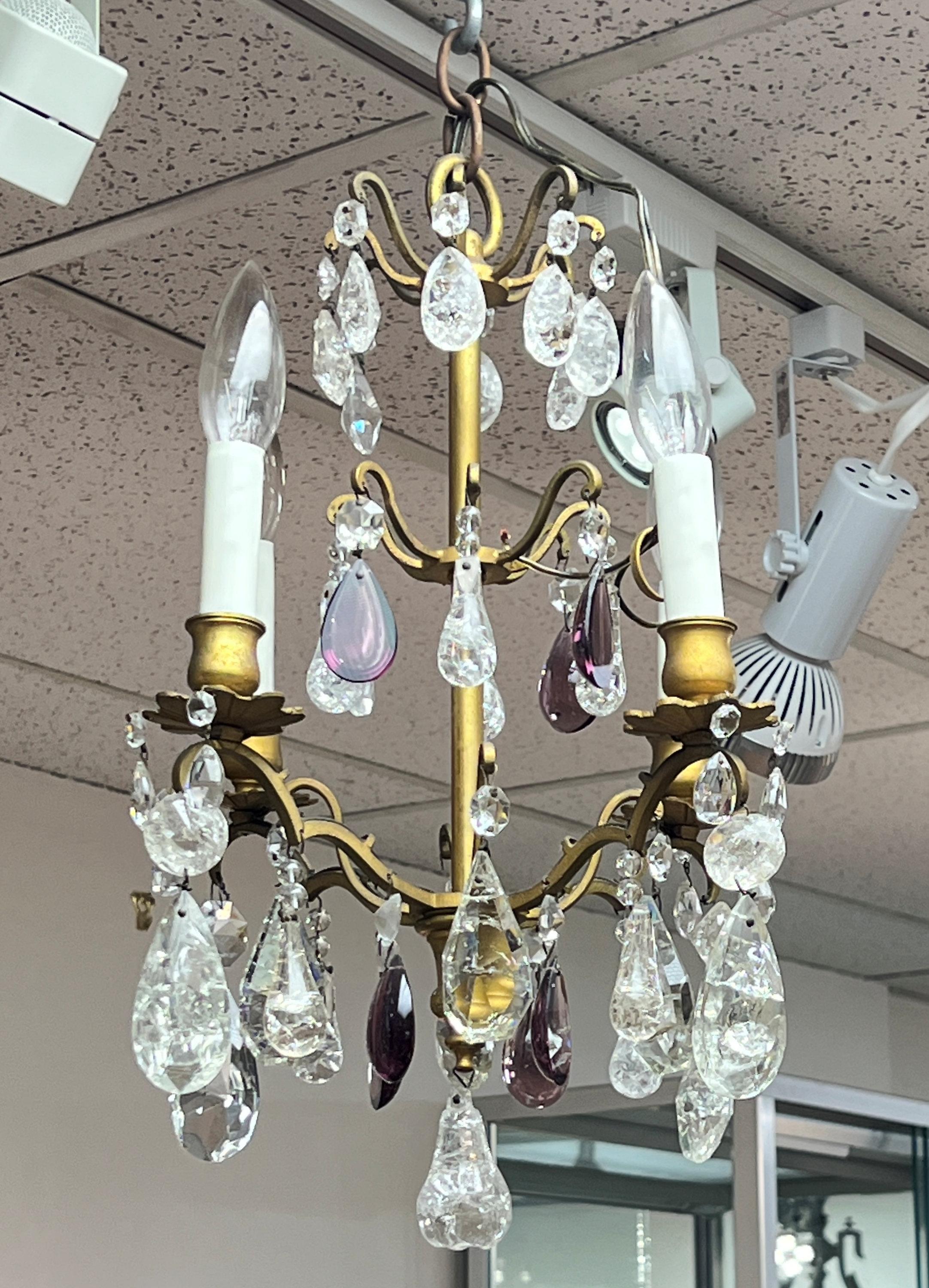 Antique Belle Epoque Period Rock Crystal and Bronze Chandelier In Good Condition For Sale In New York, NY
