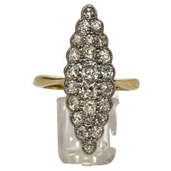 Antiker Belle Époque Platin 18K Gelbgold Diamant Cluster Ring