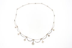 Antique Belle Époque Platinum Diamond Swag Necklace