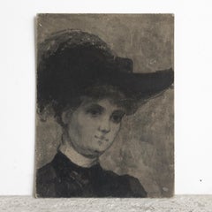 Antique Belle Epoque Portrait Painting Attributed To Charles Hermans, Belgian