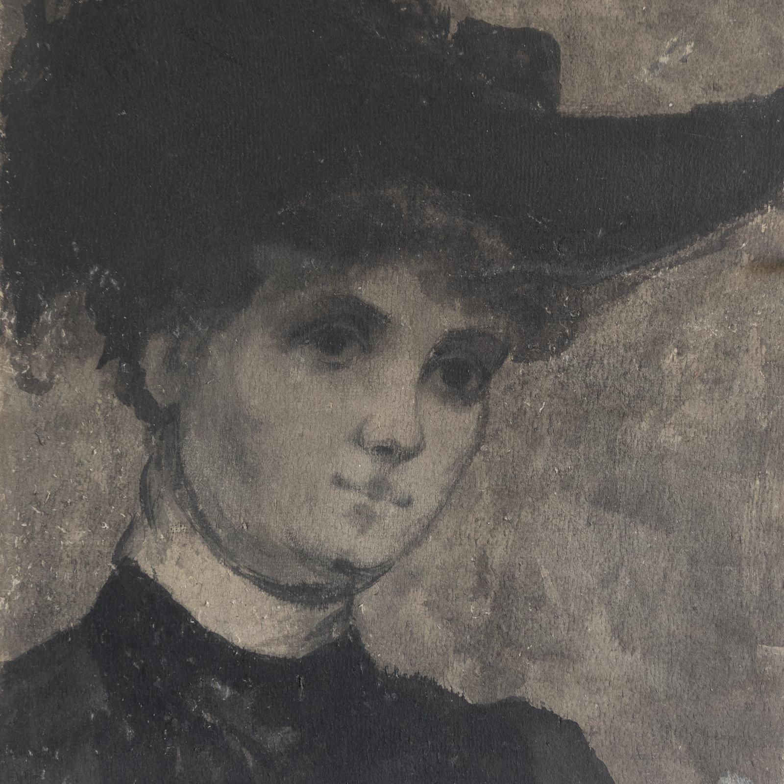 Belle Époque Antique Belle Epoque Portrait Painting Attributed To Charles Hermans, Belgian For Sale