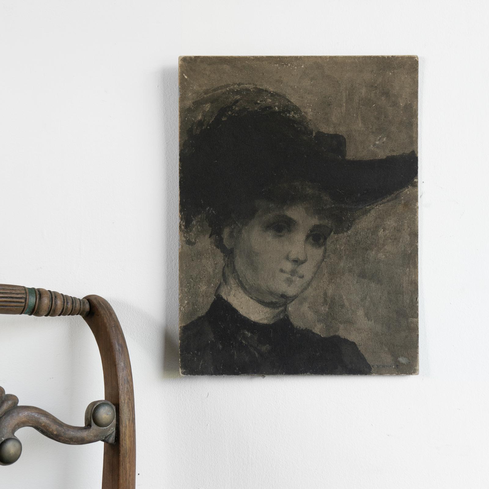 Antique Belle Epoque Portrait Painting Attributed To Charles Hermans, Belgian For Sale 1