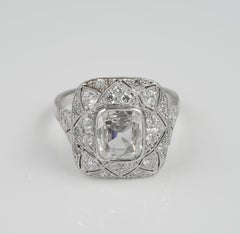 Rectangular Diamond Plus Engagement Platinum Belle Époque Ring