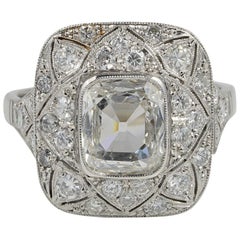 Antique Rectangular Diamond Plus Engagement Platinum Belle Époque Ring