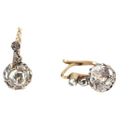 Antique Belle Epoque sleepers earrings in 18 karat yellow gold and platinum