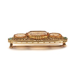 Antique Belle Époque Tiffany & Co. Topaz, Emerald and Gold Brooch, circa 1900