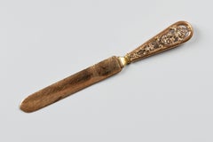 Antique Belle Époque Victorian Style Gold Pierced Brass Desk Letter Opener