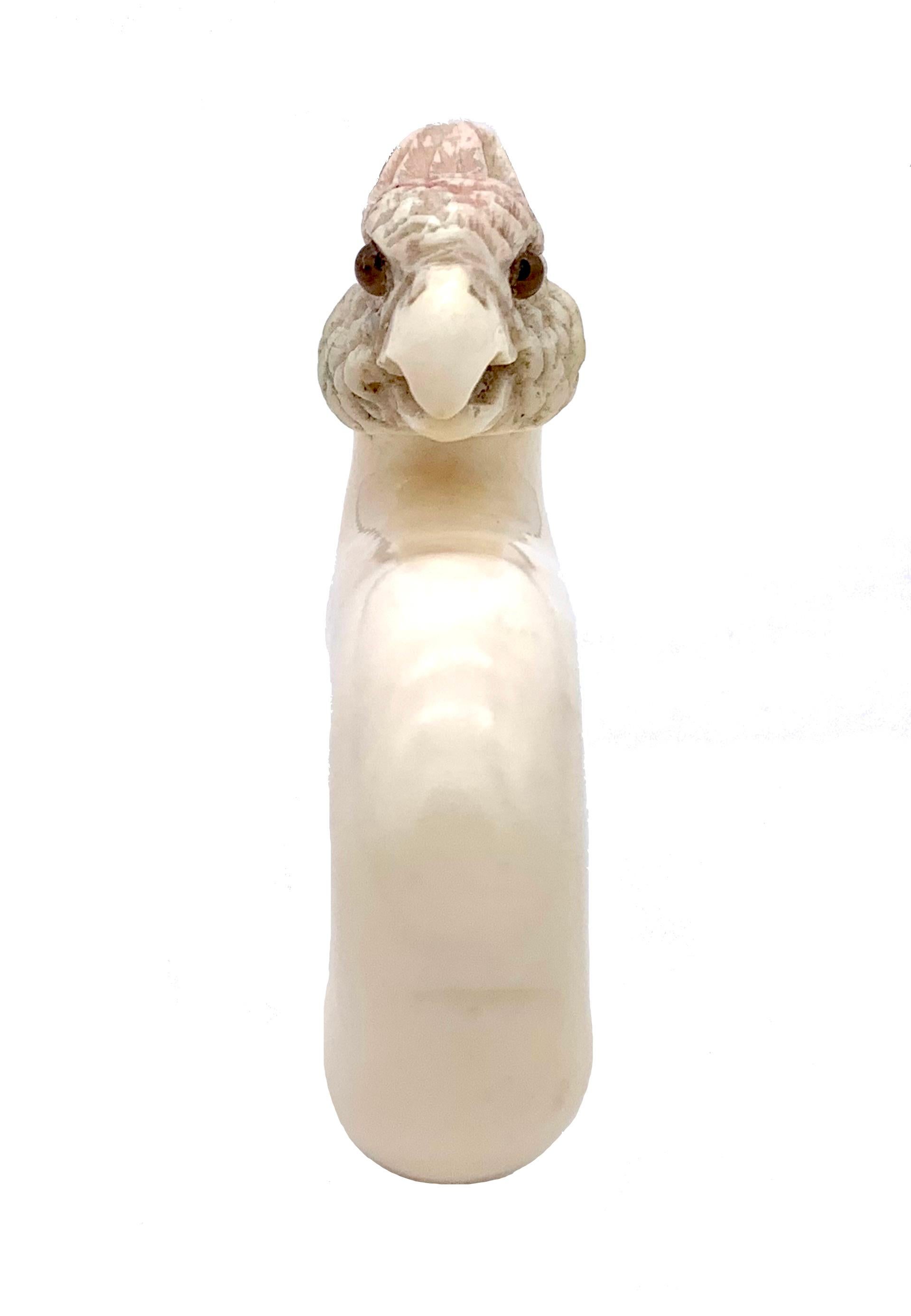 Antico bastone da passeggio Belle Époque con manico di pappagallo cacatua intagliato in osso In condizioni buone in vendita a Munich, Bavaria