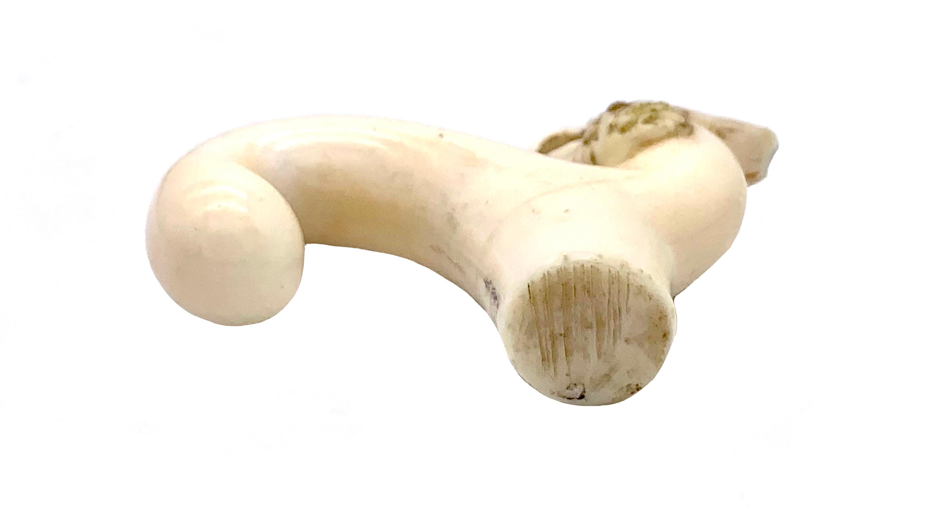 Antico bastone da passeggio Belle Époque con manico di pappagallo cacatua intagliato in osso in vendita 1